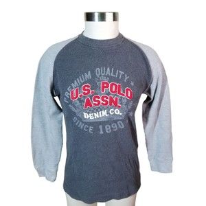 U.S. Polo Assn Long Sleeve Charcoal & Gray Unisex Wear Size Medium Pullover Red